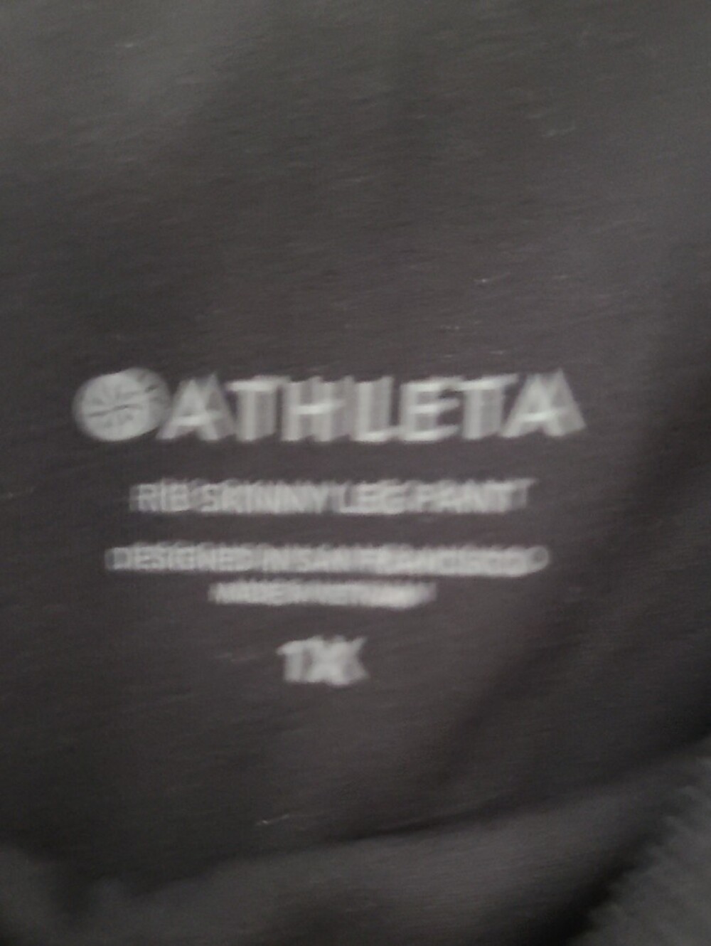 NWT 1X Athleta Black Rib Skinny Leg Pant - Picture 2 of 3